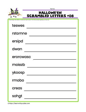 Halloween Scrambled Letters#08
